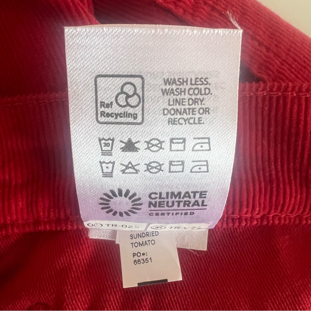 REFORMATION Wide Leg Corduroy Pants High Rise Red - Picture 11 of 13